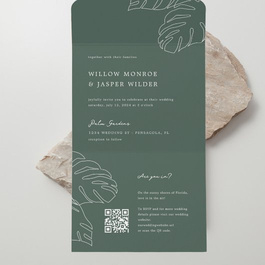 Pensacola Wedding Invitation with RSVP QR Code All In One Uitnodiging