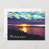 Pense à toi. carte postale du lac du coucher du so (Devant / Derrière)