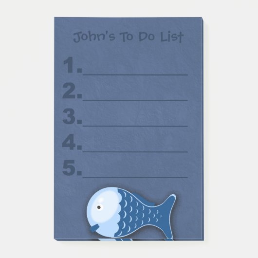 Pense-Bête Enfant Poisson Bleu Post-It (Devant)
