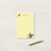 Pense-bêtes Post-it Notes Oiseau et Chat (Sur un bureau)