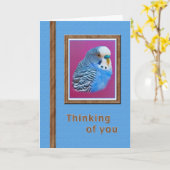 Pensée à vous carte avec la perruche bleue (Fleur jaune)