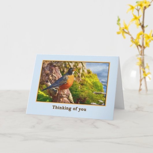 Pensée à vous carte avec Robin (Fleur jaune)