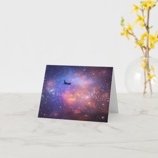 Pensée à vous carte de note d'avion de l'espace (Fleur jaune)