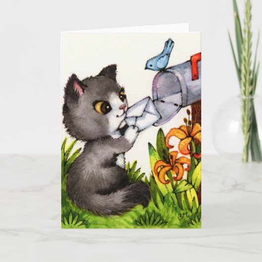 Pensée à vous - carte de voeux mignonne de chat (Devant)