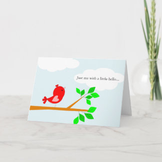 Pensée à vous peu bonjour carte rouge d'oiseau