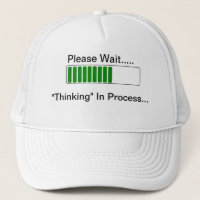 Pensée dans le casquette drôle de processus de