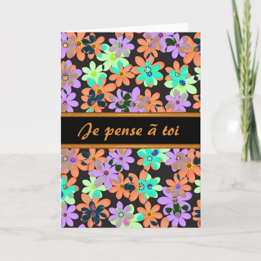 Pensée française à vous carte de fleur avec le (Devant)
