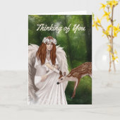 Pensée moderne de vous Carte avec Angel (Fleur jaune)