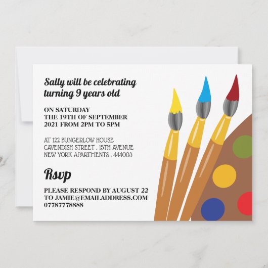 Penseel en palet verven, kunstwerken en kunstschat kaart (Achterkant)