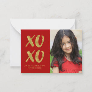 Penseel Gold Foil XOXO Classroom Valentijn Card Notitiekaartje