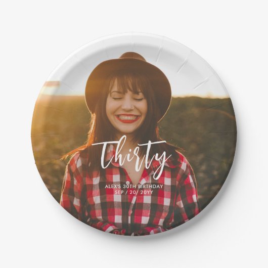 Penseel met aangepaste foto's op feestdag papieren bordje (Voorkant)