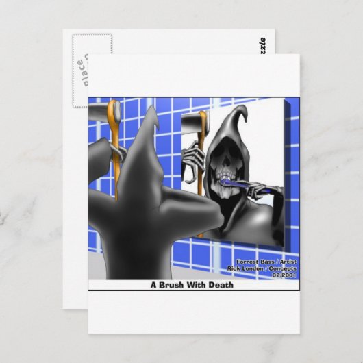 Penseel met dood Funny Halloween Cartoon Gifts Briefkaart (Voorkant / Achterkant)