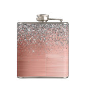 Penseel metalen Roos Gold Silver Glitter Monogram Heupfles (Achterkant)