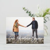 Penseel-Script-avontuur Opslaan Datum-fotokaart Save The Date (Staand voorkant)