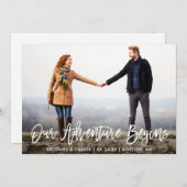 Penseel-Script-avontuur Opslaan Datum-fotokaart Save The Date (Voorkant / Achterkant)