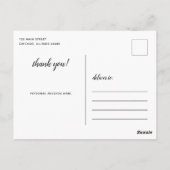 Penseel Script Bedankt Briefkaart / Wit (Achterkant)