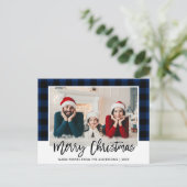 Penseel Script Blue Plays Family met kerstmis Briefkaart (Staand voorkant)