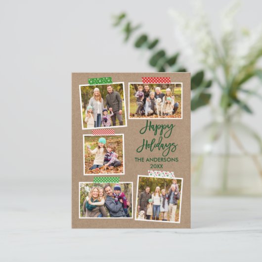 Penseel Script Craft Tape Merry-kerstkraft Briefkaart (Staand voorkant)