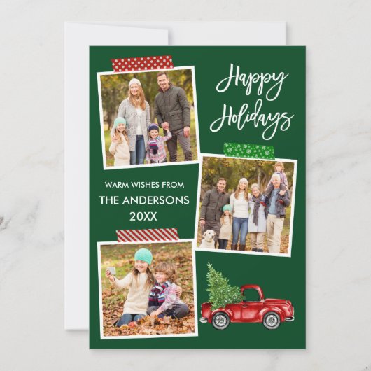 Penseel Script Craft Tape Red Truck Feestdagenkaart (Voorkant)