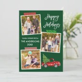 Penseel Script Craft Tape Red Truck Feestdagenkaart (Staand voorkant)