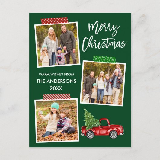 Penseel Script Craft Tape Red Truck Kerstmis Briefkaart (Voorkant)