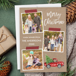 Penseel script geplakt tapecartrift Red Truck Kraf Feestdagenkaart