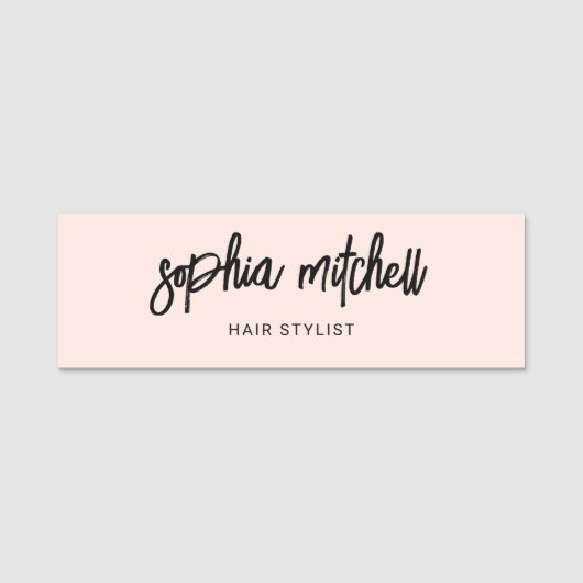 Penseel Script Girly Blush Pink Name Tag (Voorkant)