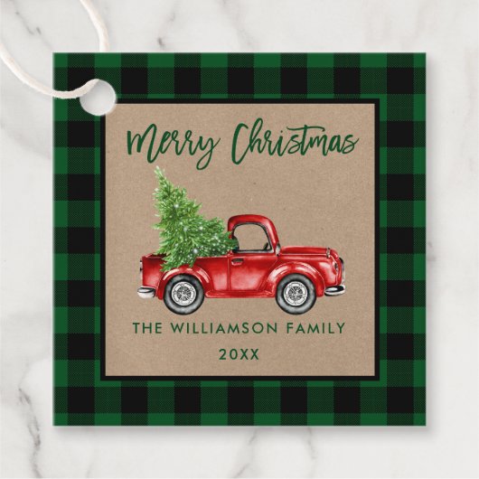 Penseel Script Green Pset Kraft-kersttruck Bedankjes Labels (Voorkant)