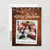 Penseel Script Instant Camera Foto Wood Kerstmis Briefkaart (Voorkant / Achterkant)