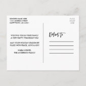 Penseel Script Kraft Family 4 Foto Thanksgiving Briefkaart (Achterkant)