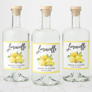 Penseel Script Limoncello Waterverf Lemons Likeurfles Etiket