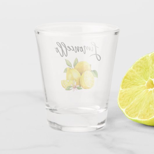 Penseel Script Limoncello Waterverf Lemons Shot Glas (Achterkant)