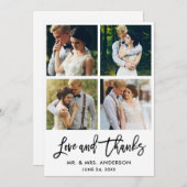 Penseel Script Love and Bedankt Wedding 4 Photo (Voorkant / Achterkant)
