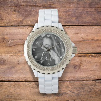 Penseel Script Love Custom Photo Horloge