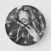 Penseel Script Love Custom Photo Keepomwille Ronde Klok (Voorkant)