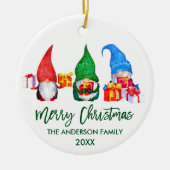 Penseel Script Merry Kerstmis Waterverf Gnomen Keramisch Ornament (Voorkant)