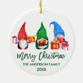 Penseel Script Merry Kerstmis Waterverf Gnomen Keramisch Ornament (Achterkant)