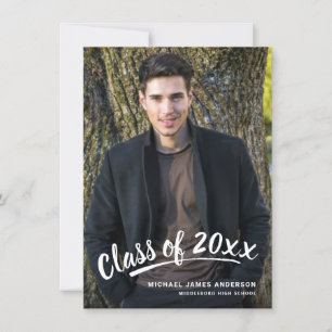 Penseel Script Modern Afstuderen 2+Sided Party fot Kaart
