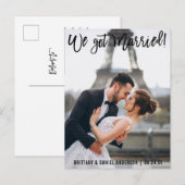 Penseel Script Modern We hebben een gehuwde paarse Briefkaart (Voorkant / Achterkant)