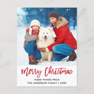 Penseel Script Red Merry kerstster foto Briefkaart