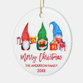 Penseel Script Red Merry Waterverf Gnomes Keramisch Ornament (Links)