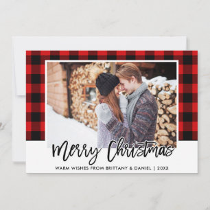 Penseel Script Red Pset Couple met kerstmis Feestdagenkaart