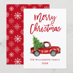Penseel Script Red Truck Kerstmis Kaart SB