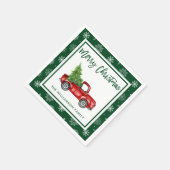 Penseel Script Red  Truck Kerstparty GR Servet (Hoek)