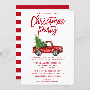 Penseel Script Red Truck Kerstparty SW Kaart