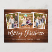 Penseel Script Rustic Wood 3 kerstfeest Briefkaart (Voorkant)