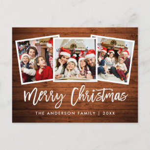 Penseel Script Rustic Wood 3 Kerstster Briefkaart