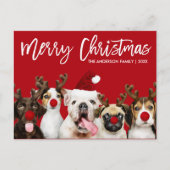 Penseel Script Star Merry Kerstdogs Red Briefkaart (Voorkant)