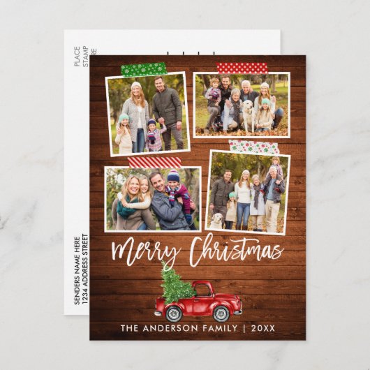 Penseel Script-tapedrukbus met kerstmis Briefkaart (Voorkant / Achterkant)