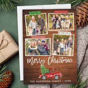 Penseel Script-tapedrukbus met kerstmis Feestdagenkaart